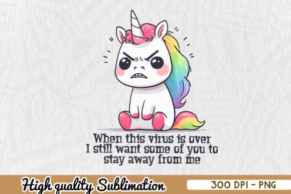 Download When This Virus Ends Funny Unicorn PNG - Premium Bundle